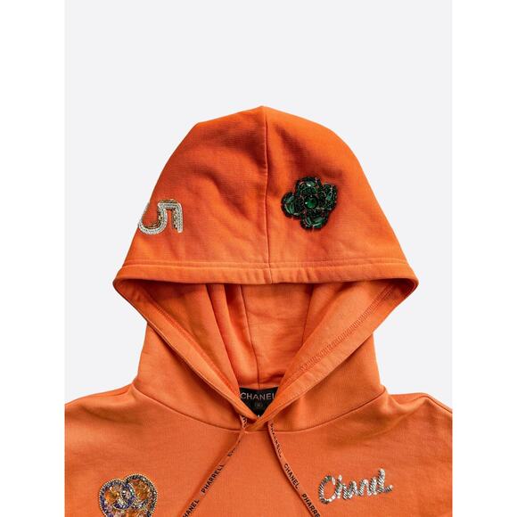 Chanel Pharrell Orange Embroidered Graphics Hoodie - Picture 3 of 8